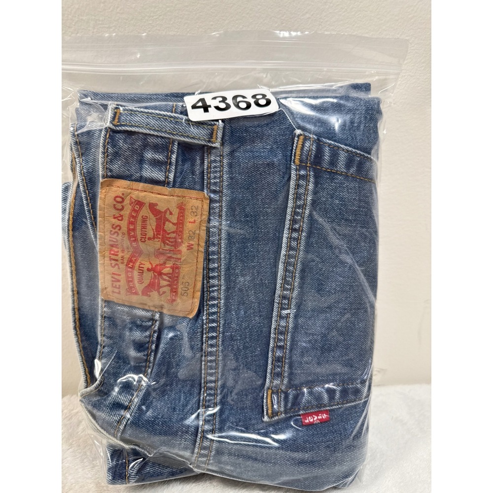 Levis 505 Regular Fit Mens Jeans Size W32 L32 Blue Denim NWT Chore Cowboy Biker - Picture 7 of 7